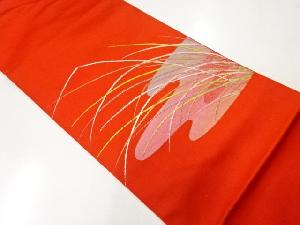 リサイクル　ヱ霞に芝草模様織出し名古屋帯